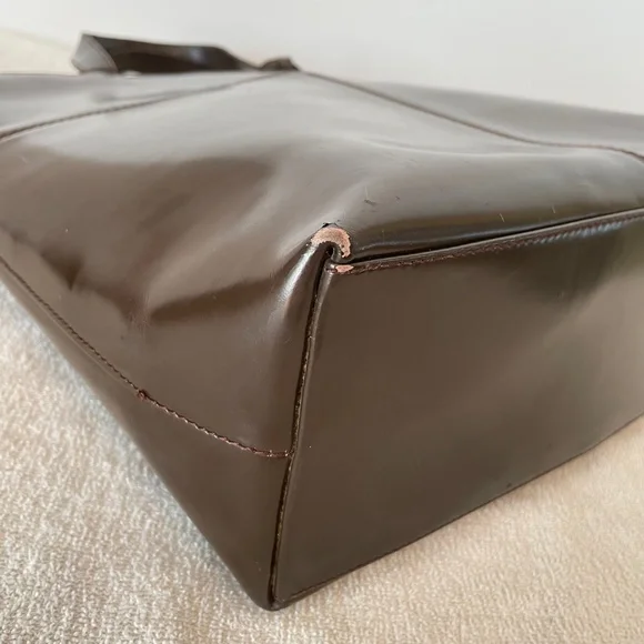 Gucci Brown Vintage Patent Leather Tote Hand Bag - Picture 9 of 16